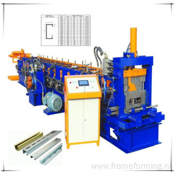 Full automatic quick-change C purlin roll forming machine